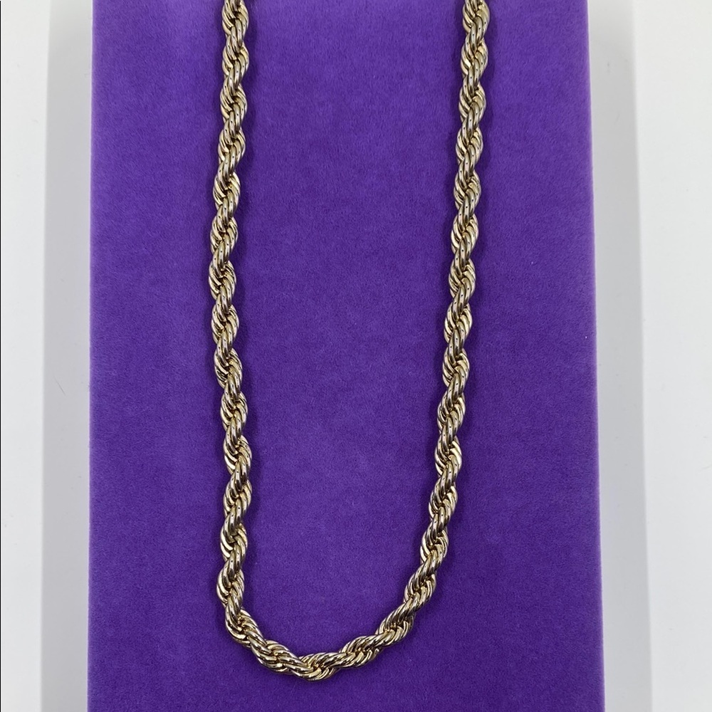 💛 Vintage 14k Gold Plated Rope Chain Necklace